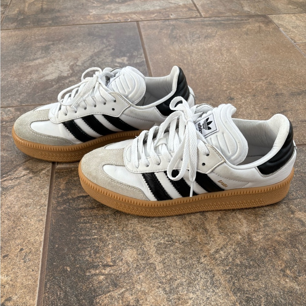 Adidas Samba XLG White and Black Sneakers with Gum Sole